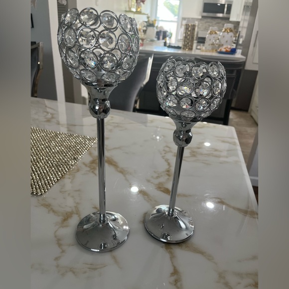 Amazon Silver Crystal Candle Holders - Picture 1 of 2